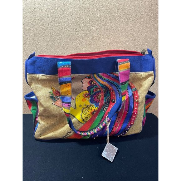 Laurel Burch Handbags - Laurel Burch Rose with Bird Woman Tote Bag Vibrant Colors